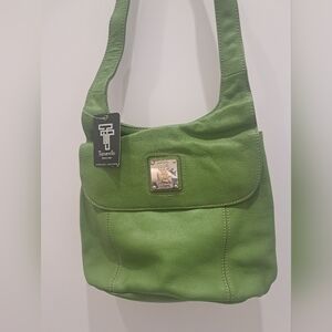 Tignanello Leather Exterior Shoulder Bag & Rare Green Genuine leather Since 1989